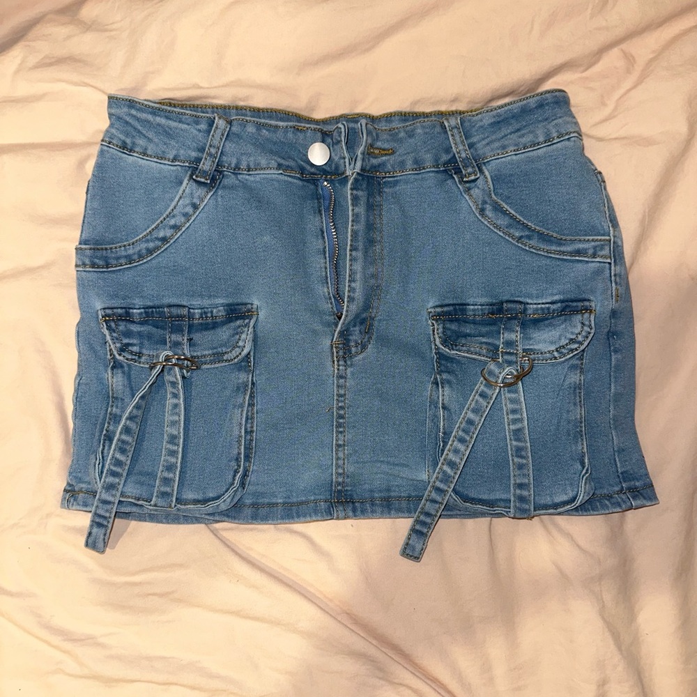 Cargo Denim Mini Skirt